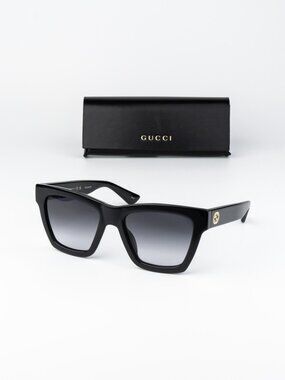 Gucci Women Sunglasses Black Grey Gradient Square GG1714S 001 NEW AUTHENTIC